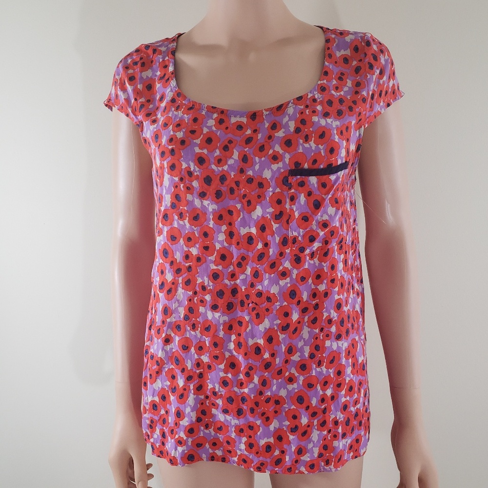 Splendid pink floral cap sleeves top blouse XS